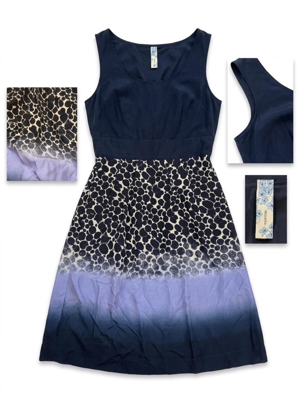 Anthropology- Maeve Black and Navy Ombre Leopard Midi Dress